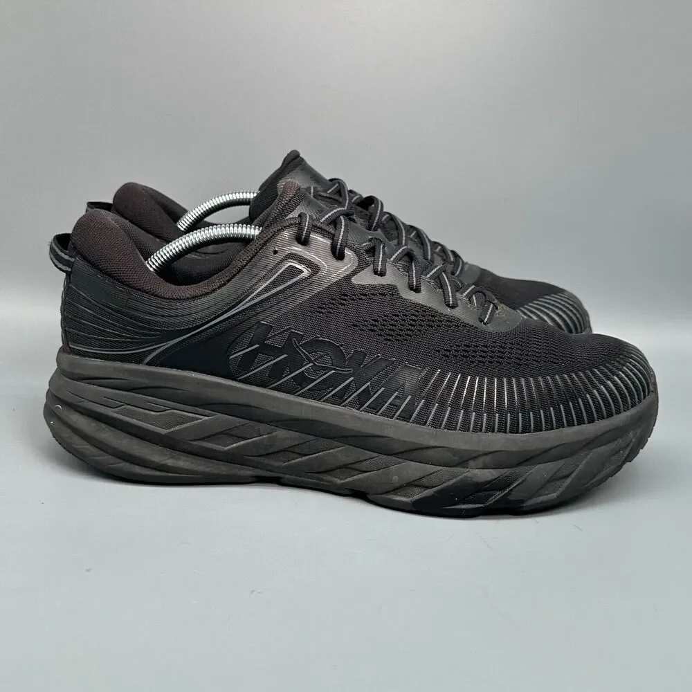 HOKA One One Bondi 7 Men's 11 Wide Black Athletic Sneakers Lace-Up Low Top Shoes